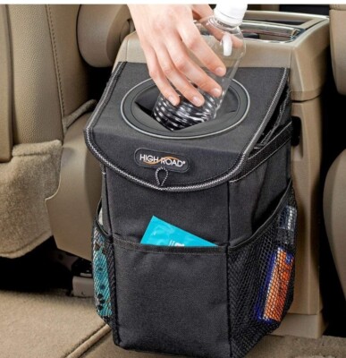 High Road  Stash Away Leakproof Hanging Car Trash Can. Black.