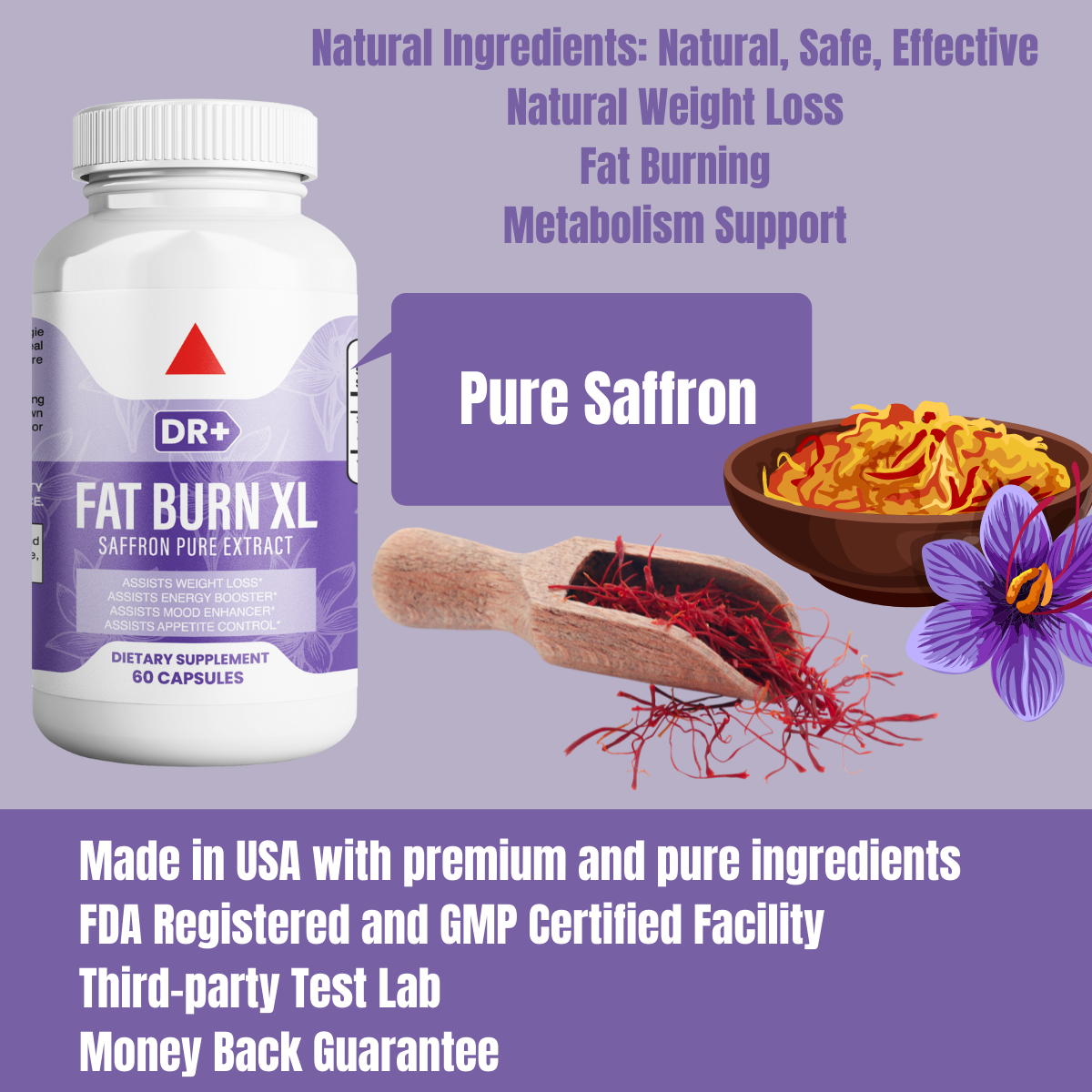 Pure Saffron Extract Capsules for Weight Loss Appetite, Mood and Sleep