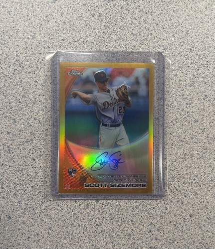 2010 Topps Chrome Rookie Gold Refractor Auto #175 Scott Sizemore /50 TIGERS RARE - 第 1/2 張圖片