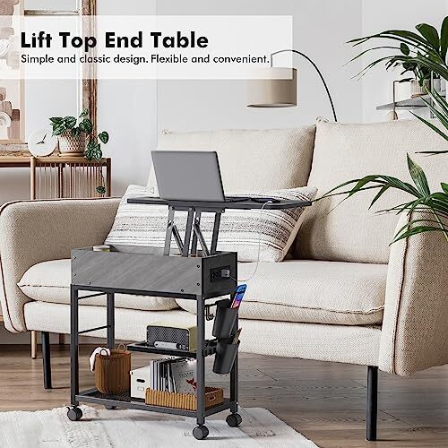 Colima Lift Top End Table with Charging Station and Wheels, Assorted Colors - Picture 16 of 27