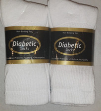 Men's Diabetic Socks White Non Binding Top Pack of 6 Pair Size 13-15