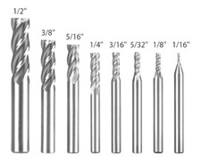 8 Set End Mill 4 Flute Milling Cutter HSS Straight Shank Drill Bit 1/16"-1/2''