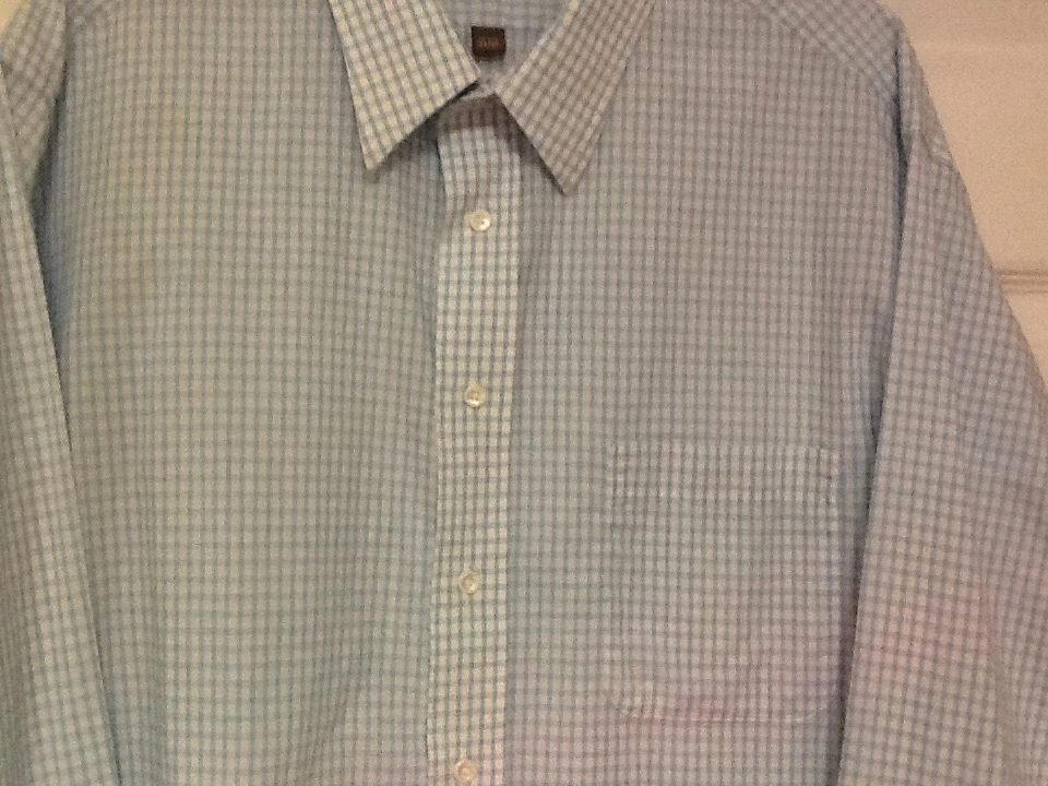Camisa de vestir Claybrooke para hombre talla 17,5 34/35 azul blanco a cuadros Y10 Foto 3 de 4