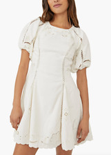 Free People L39617 Ivory Wanna Cotton Dance Mini Dress Size M