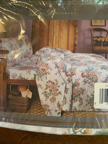 Lady Pepperell Percale 3-piece Full Sheet Set “Victoria’s Garden” Floral Vtg - Afbeelding 1 van 9