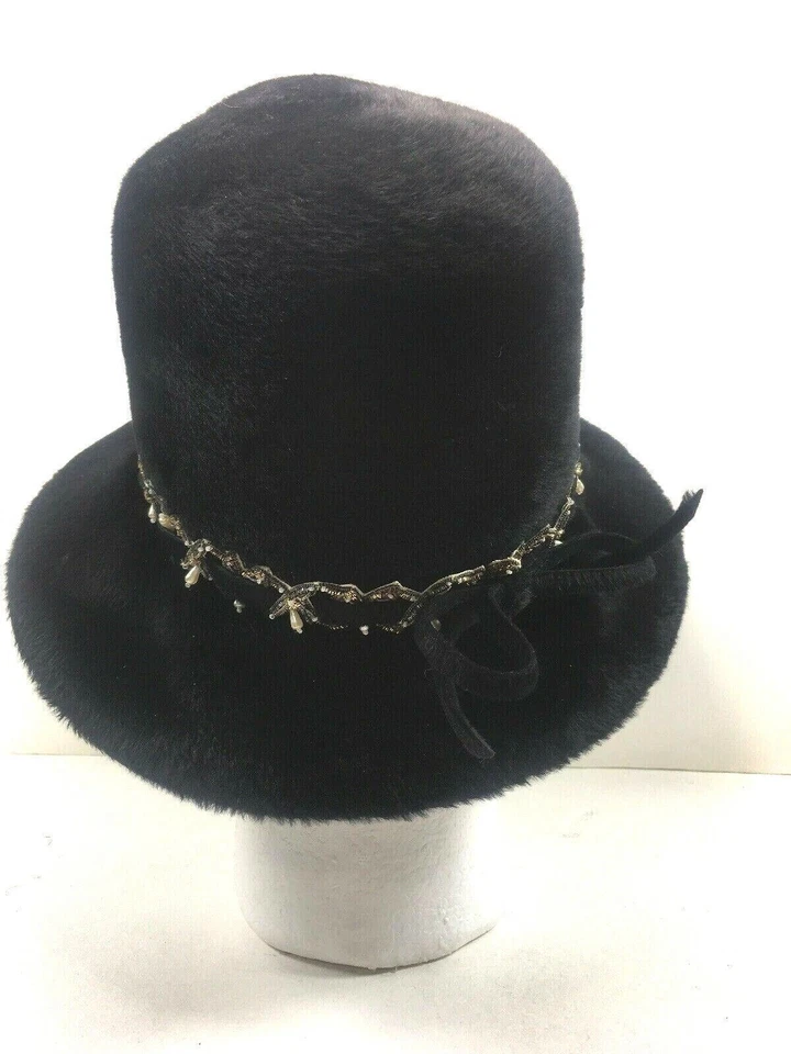 Sombrero de piel Coralie vintage para mujer hecho en Unión 16010 importado en EE. UU. Italia Foto 4 de 4