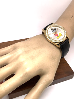 Disney Mickey Mouse Women\'s Watch Gold Black Leather Band Quartz W002750 36mm Disney Mickey Mouse Women main image 2
