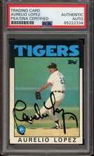 1986 Topps Baseball #367 Aurelio Lopez Auto Autograph Signed PSA DNA Authentic
