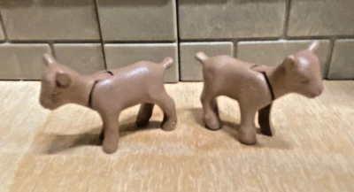 PLAYMOBIL Animaux 2 Petites Chèvres Marrons Ferme Zoo 3 - Photo 1/2