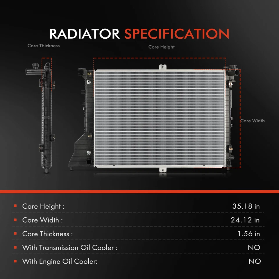 Radiador con Trans. Refrigerador para Nissan NV1500 NV2500 NV3500 2012-2018 V6 4,0 L Foto 2 de 4