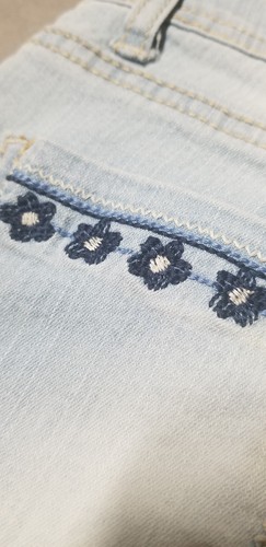 LEI Embroidered Blue Flower adjustable waist denim shorts Girls Size 8 Kids - Picture 3 of 11
