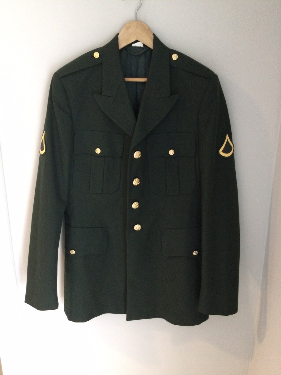 army dress blues uniform measurements US MEN'S 41L MILITARY SERVICE BLUE ASU COAT JACKET Women's Business Double-Breasted A-Line and military history enthusiasts Simple Wedding Dress Standard Size:S