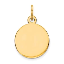14k Yellow Gold Round Disc Charm Pendant