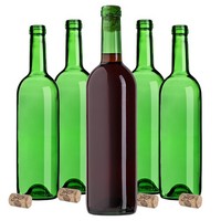 Kadax Weinflasche Aus Glas Mit Korken , 750Ml, GrüN, 10 StüCk