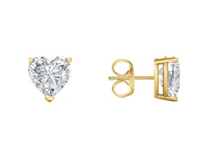 1/2 kt Herz Lab Created gewachsen Diamant Ohrringe Ohrstecker 14 K Gelbgold kostenloser Versand