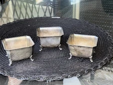 Lot of 3 Vintage Silver Plated  Footed Salt Cellar  Rainbowing Patina Antique