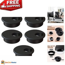 2-Inch Desk Grommet - Pack of 5 Black ABS Cable Hole Covers for Organized Spaces