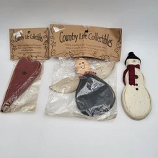 Country Lite Collectibles Primitive Style Christmas Ornament Lot of 3