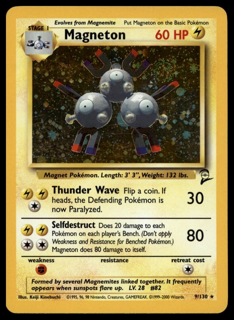 MAGNETON 9/130 HOLO RARE BASE SET 2 POKEMON MP 1D