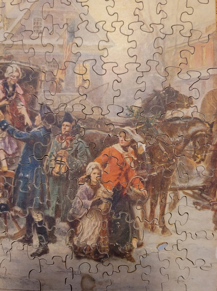 Antique Wood Jigsaw Puzzle The Christmas Coach Rare Antique Vintage Complete  - Image 3 of 4