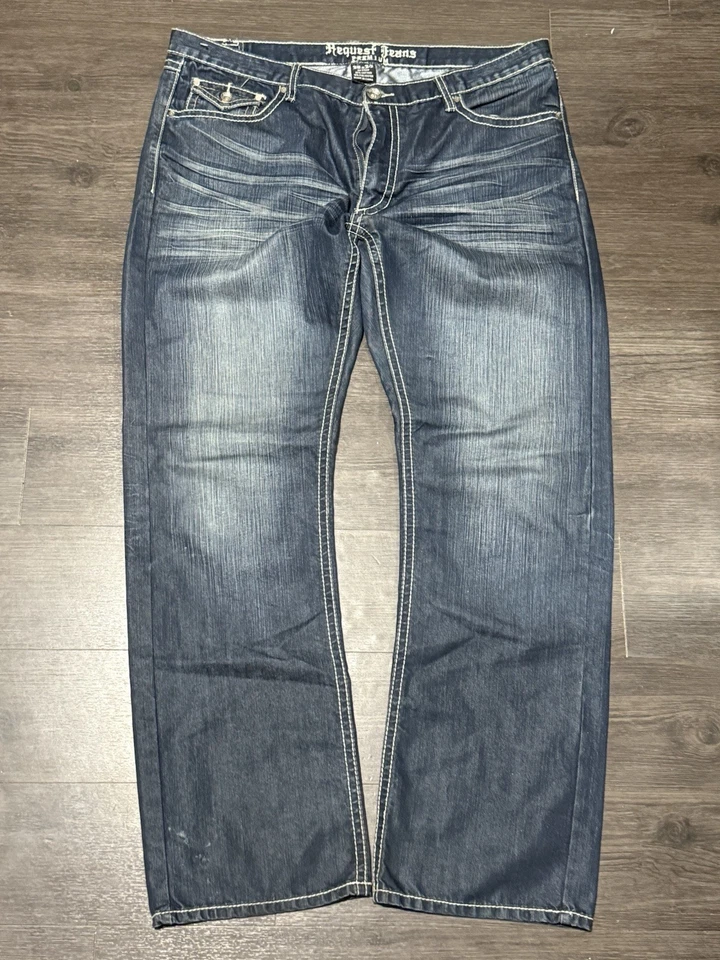 Vintage Request Jeans Mens Size 38x34 Y2K Skater Baggy Wide Leg Flap Pocket - Image 3 of 4