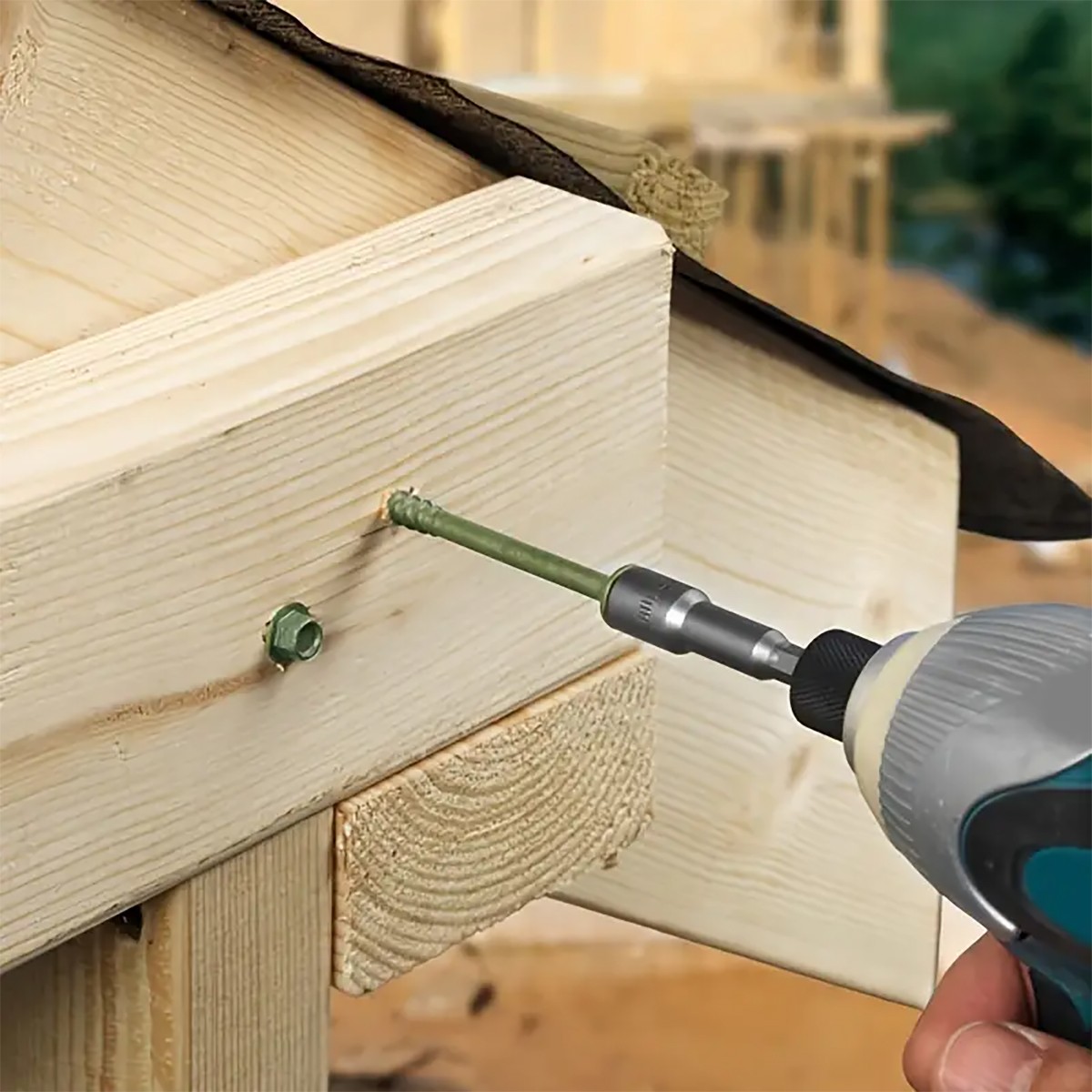 Heavy-Duty Green Timber Structural Wood Screws with Hex Socket 14*10" Extra Long