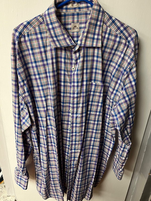 Peter Millar Summer Comfort Mens XXL  Plaid Purple/Blue Shirt