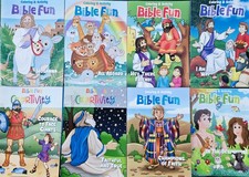 Set of 8 DIFFERENT COVERS BIBLE FUN Activity  Coloring Books - Over 600 Pages 