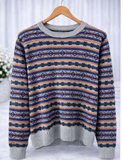 Abercrombie And Fitch Fair Isle Soft Wool Blend Sweater Women Large Cabin Core