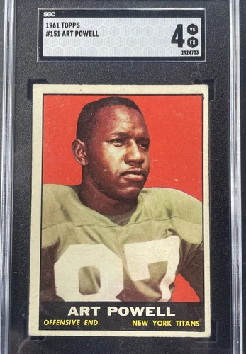 1961 TOPPS FOOTBALL OAKLAND RAIDERS ART POWELL ROOKIE CARD RC #151 HOF? SGC 4