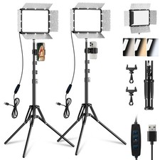 LED Video Light Kit with Phone Holder  Barndoor, 2800-7000K Dimmable Studio ...