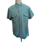 Chemise Nautica Lin Rayonne L Vert Pâle Manches Courtes Logo Brodé Vintage