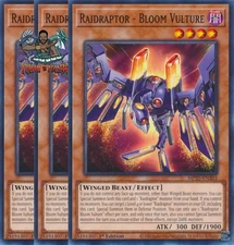 Yugioh! 3x Raidraptor - Bloom Vulture MP25-EN303 Common 1st Ed NM