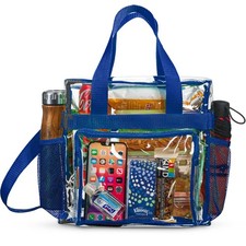Stadium Approved Clear lunch Bag Large with Adjustable Strap, Front Storage...