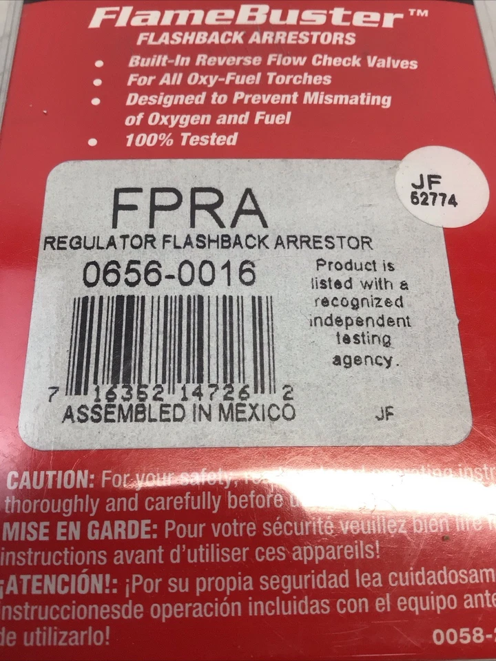 Firepower FlameBuster FPRA Regulator Flashback Arrestor with Check Valves SDS - Image 3 of 4