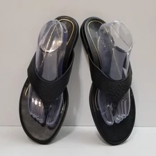 Vionic AGAVE Women’s Sandals/Flip Flops Size 12 Black Pebbled Leather Comfort