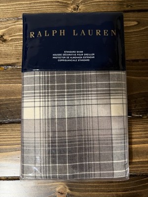 Ralph Lauren Hoxton Jackson Cream Gray 100% Cotton, One Standard Sham