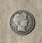 1913 50C Barber Liberty Head Half Dollar in VG Condition