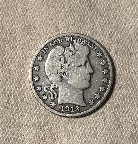 1913 50C Barber Liberty Head Half Dollar in VG Condition