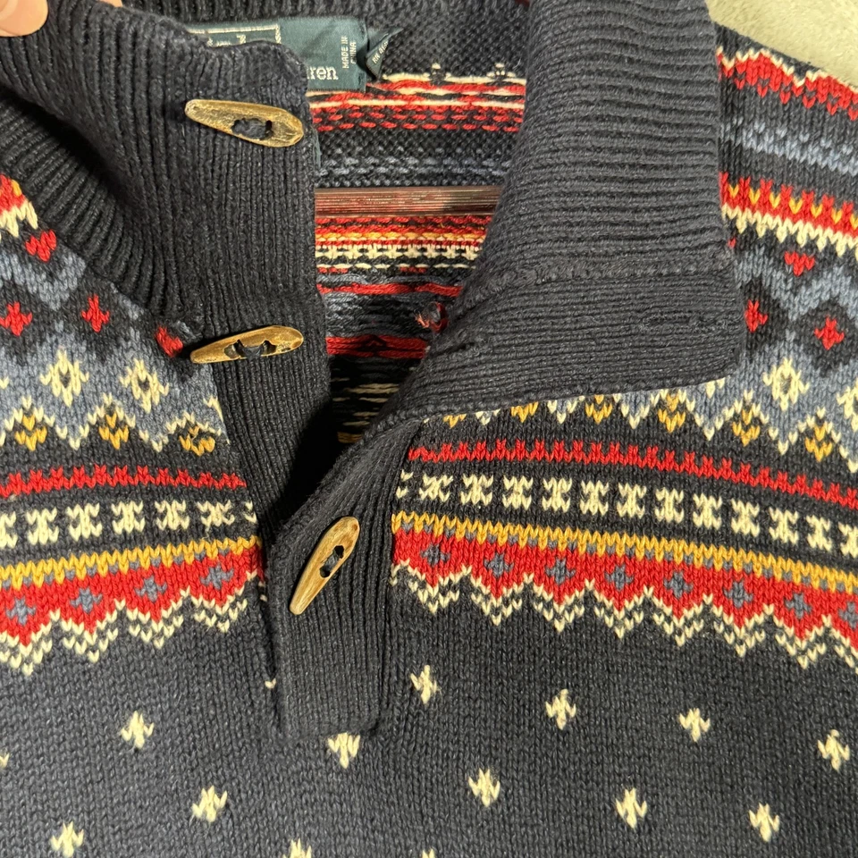 Suéter Ralph Lauren Para Hombres 3XLT 3XL Alto Azul Marino Fair Isle Chal Palanca Cachemira Foto 3 de 4