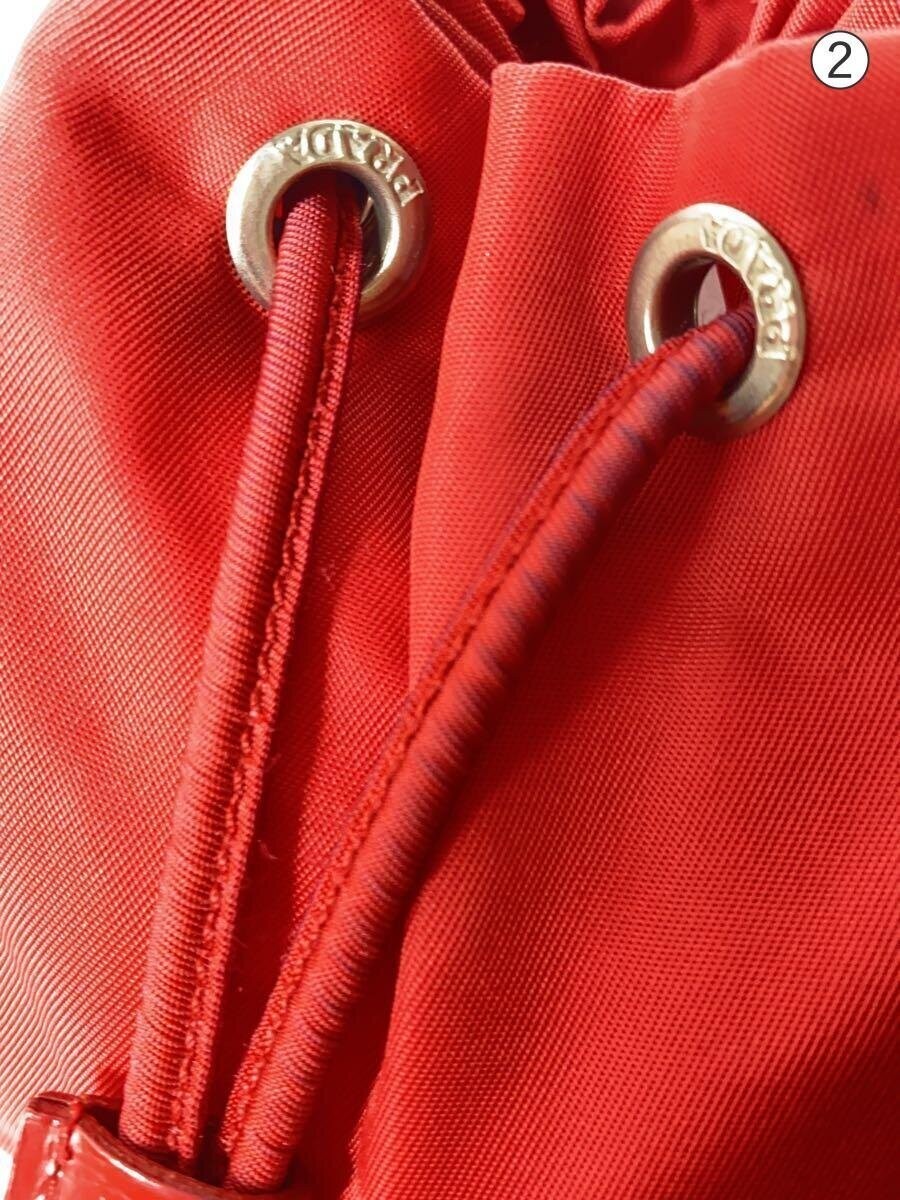 PRADA Triangular Logo Drawstring Pouch Nylon RED … - image 9