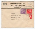 BOLIVIA 1944 bisected on cover Chochabamba to Santiago CHILE