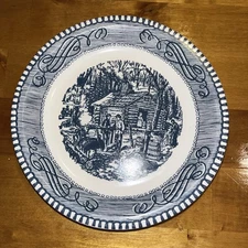 Rare Currier Ives Annual Club Commerative Tiny Pie Plate. 6” Across. Blue