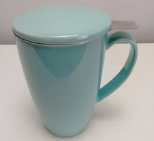 Sweese 15oz Porcelain Tea Mug Infuser Lid Turquoise Loose Leaf