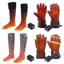 Electric Heated Socks +Heated Gloves Rechargeable Battery Winter Men Women Socks