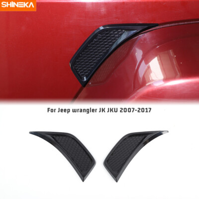 2x Black Front Fender Leaf Plate Air Vent Cover Trim For Jeep Wrangler JK 07-17