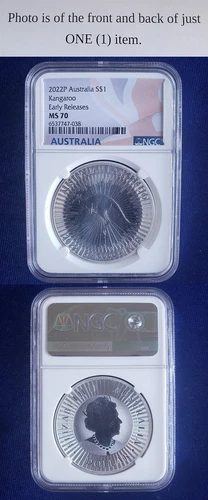 2022 P Australia Silver Kangaroo NGC MS70 $1 Early Releases FLAG Label 241460