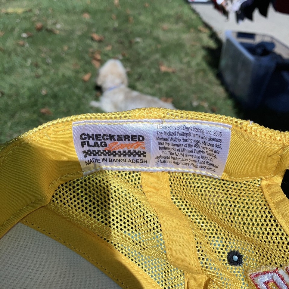 Nascar Hat Cap Adjustable Blue Yellow Michael Waltrip 55 Car Racing