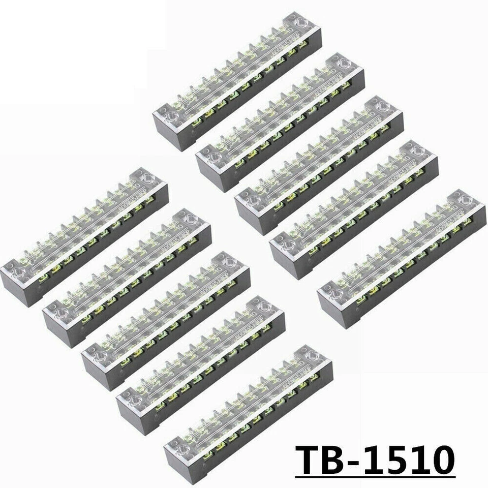 10 Position 600V 15A Wire Barrier Dual Row Screw Terminal Panel Block TB-1510L - Image 4 of 4