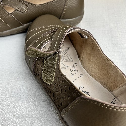 Spring Step Heloise Leather Mary Jane Shoes Taupe Size Euro 37 US 6.5 Brown - Picture 13 of 13